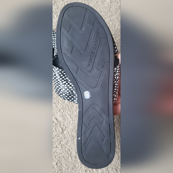 Vince Camuto Black & White Leather Suede Esulla Slide Slip On Sandals Size 10 - Picture 5 of 7